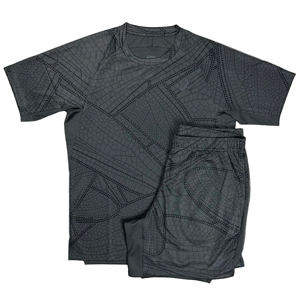 ASICS ALL OVER TOP & SHORTS SET - BLACK